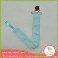Customize Turquoise ribbon pink polka dot with Gold Pacifier clip
